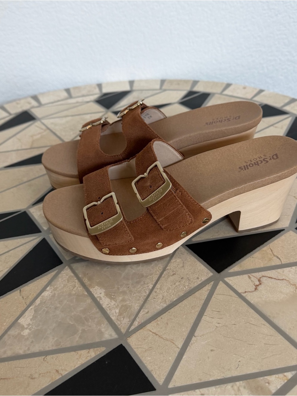 Brown Suede Buckle Platform Sandals - Picture 3 of 7